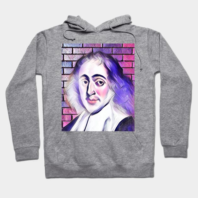 Baruch Spinoza Pink Portrait | Baruch Spinoza Artwork 7 Hoodie by JustLit